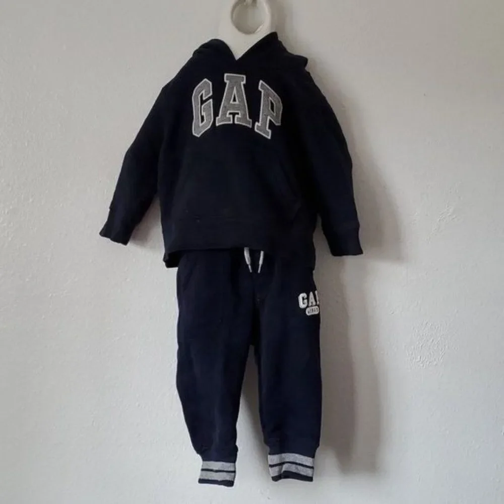 Gap Kids Arch Jogger Set Sweat Pants Sweatshirt Hoodie Hooded Indigo 12-18 MONTH